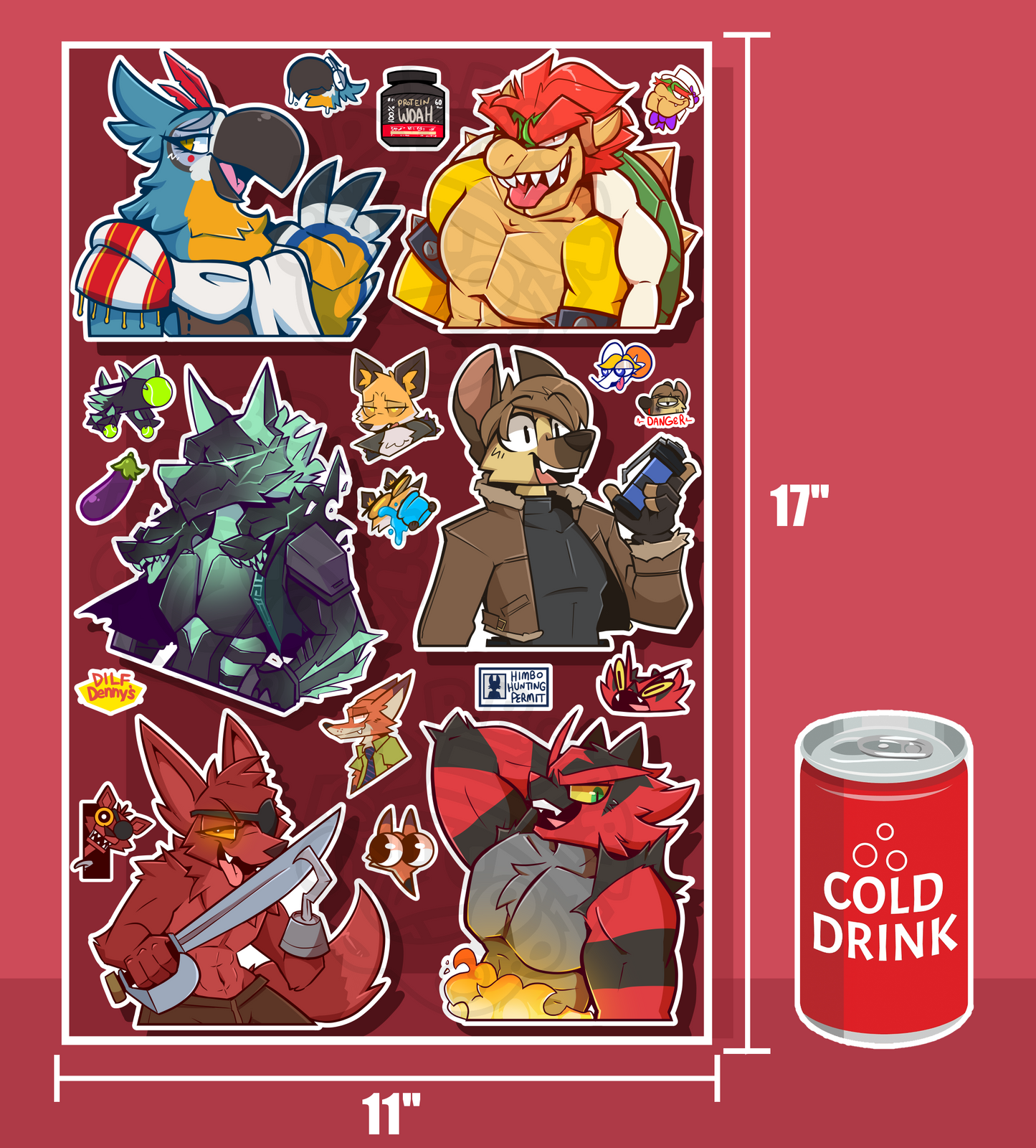 'BOY'S NIGHT' JUMBO 11x17in Sticker Sheet