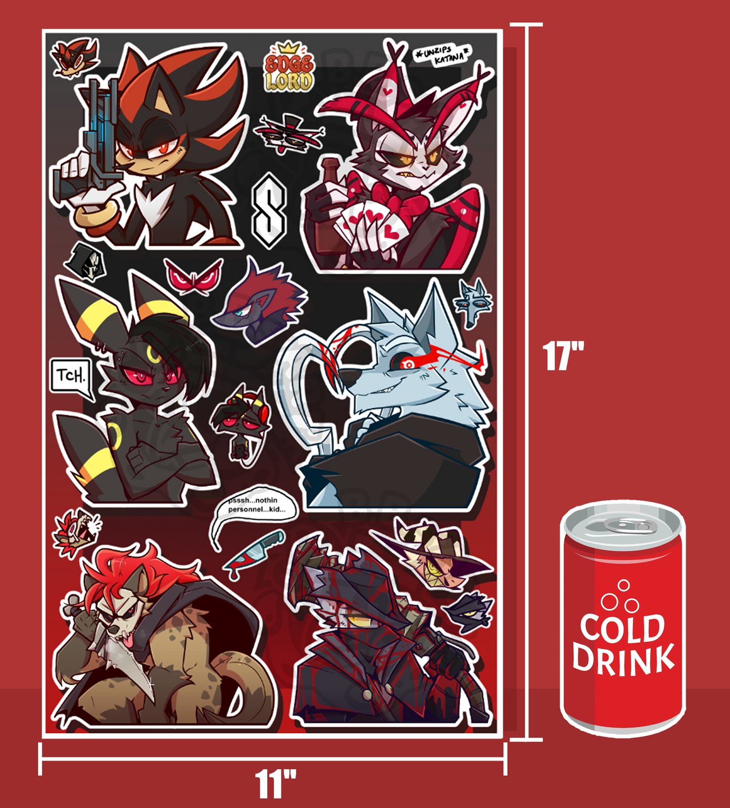 'E D G E L O R D S' JUMBO 11x17in Sticker Sheet