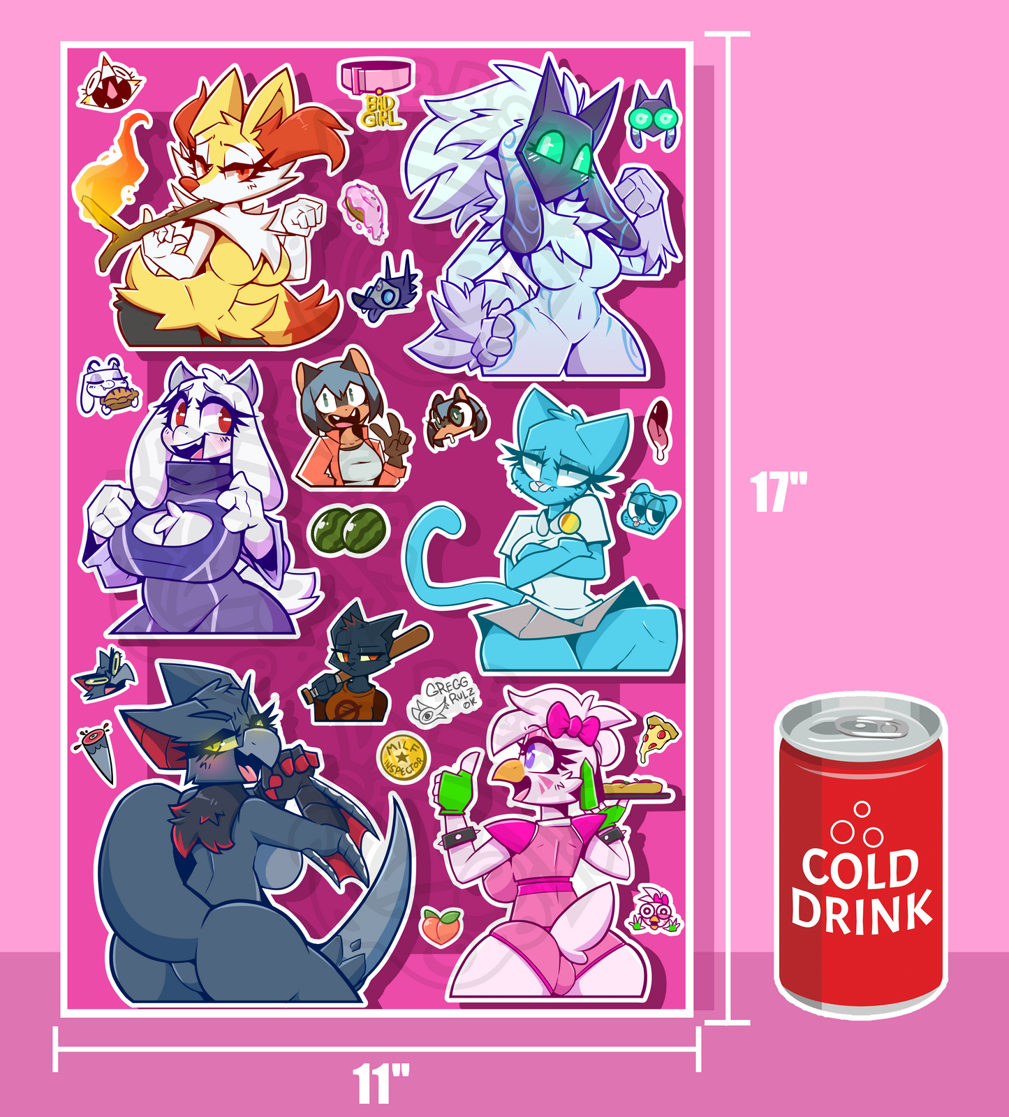 'FURRY WAIFUS 2' JUMBO 11x17in Sticker Sheet