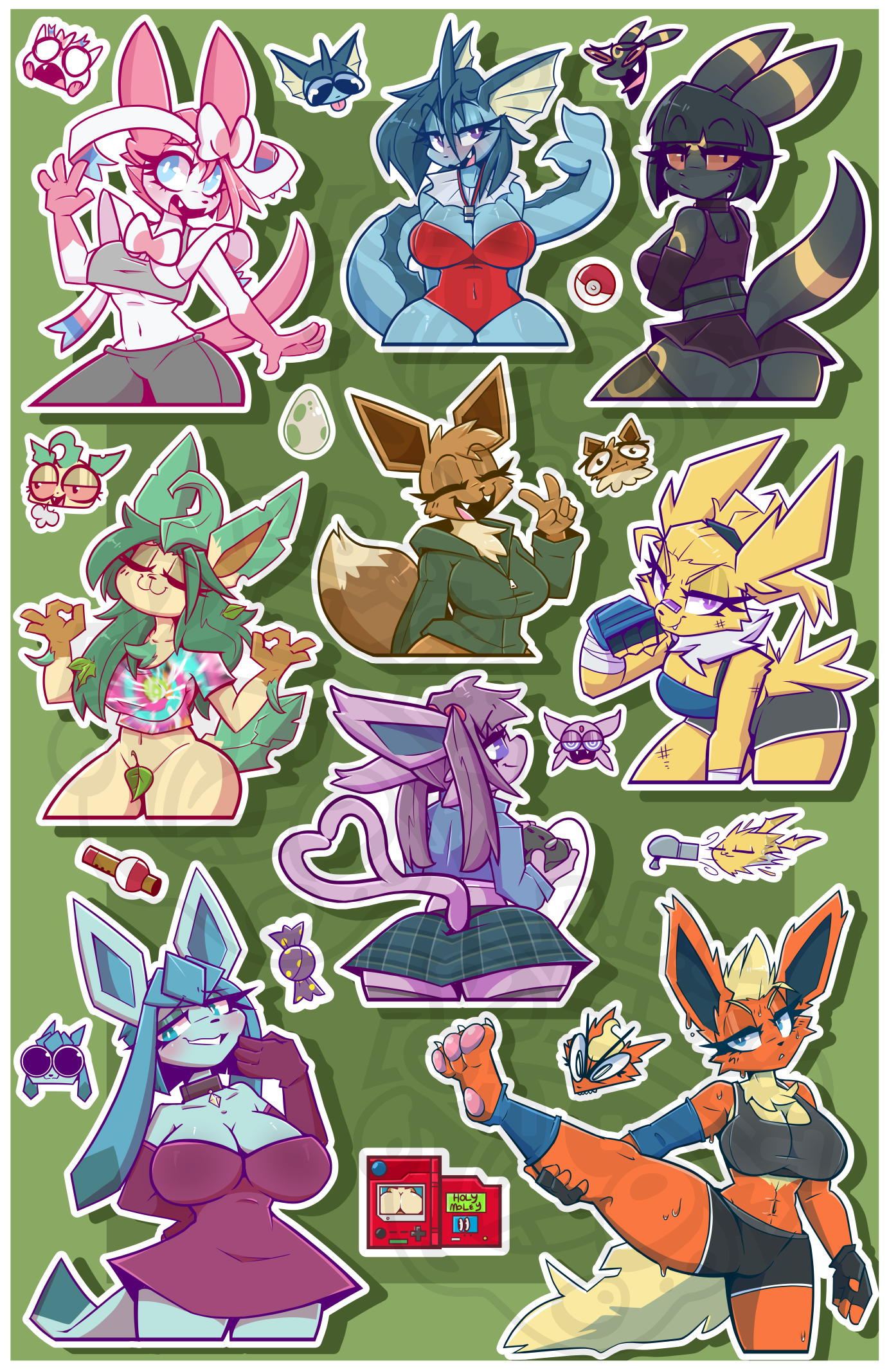 'EEVEELUTIONS' JUMBO 11x17in Sticker Sheet