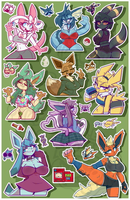 'EEVEELUTIONS' JUMBO 11x17in Sticker Sheet