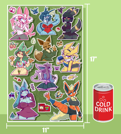 'EEVEELUTIONS' JUMBO 11x17in Sticker Sheet