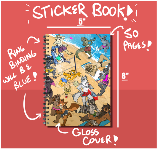 'BEACH DUDES!' A5 Reusable Sticker Book >PREORDER<
